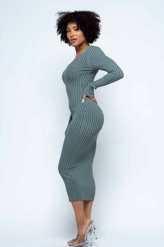 Two-Way Knit Midi Dress – Sapphire & Emerald